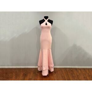 Likely Nia Pink Mermaid Cross Halter Gown Sz 4